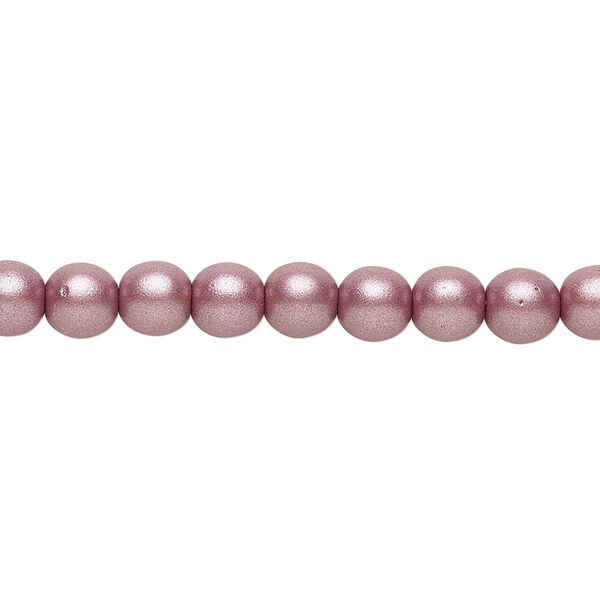 Bead, Czech glass druk, opaque satin mauve, 6mm round. Sold per 15-1/2" to 16" strand. image number 0