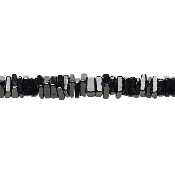 Bead, black spinel (natural), 4x1mm-6x2mm hand-cut square rondelle, B grade, Mohs hardness 8. Sold per 8-inch strand, approximately 95-150 beads. image number 0