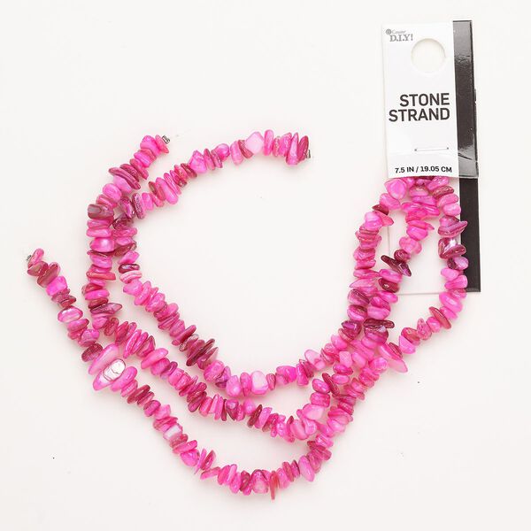 Bead mother-of-pearl shell 1pk, mini chip dyed pink, 21 inch image number 0