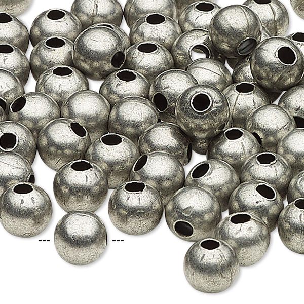Bead, antique silver-plated steel, 8mm round. Sold per pkg of 500. image number 0