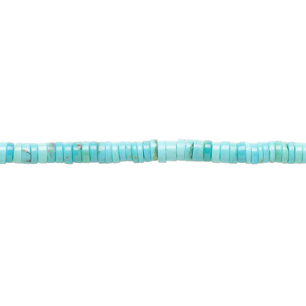 Bead, sleeping beauty turquoise (natural), 3x1-3x2mm heishi, B+ grade, Mohs hardness 5-6. Sold per 15-1/2" to 16" strand. image number 0