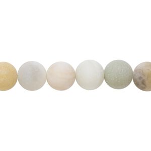 Flower amazonite 1pkg1, matte round bead natural 8 inch 8mm