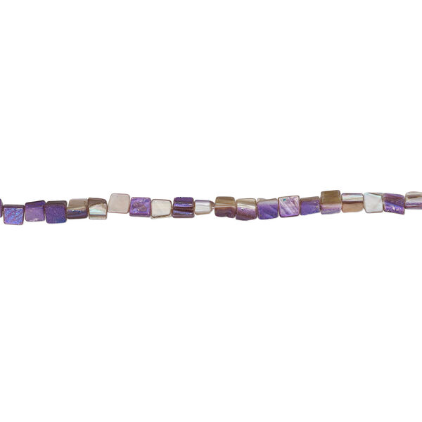 Mother-of-pearl shell 1pkg1, triangle tube bead 15 inch purple and tan 8x7mm-10x8mm image number 1