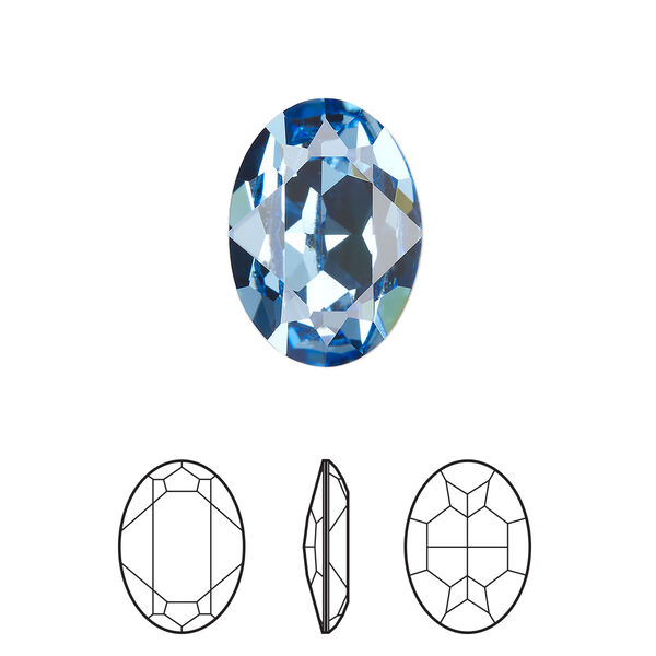 Fancy stone 1pk cool blue foil back, Crystal Passions® Regenerated 18x13mm oval 4120 image number 0