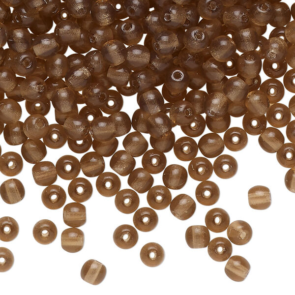 Bead, Czech pressed glass, translucent smoky topaz, 4mm round. Sold per 2-ounce pkg, approximately 835 beads. image number 0