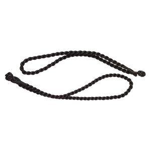 Necklace cord, satin-finished nylon, black, 5mm round twisted, 15 inches with knot closure. Sold per pkg of 2.