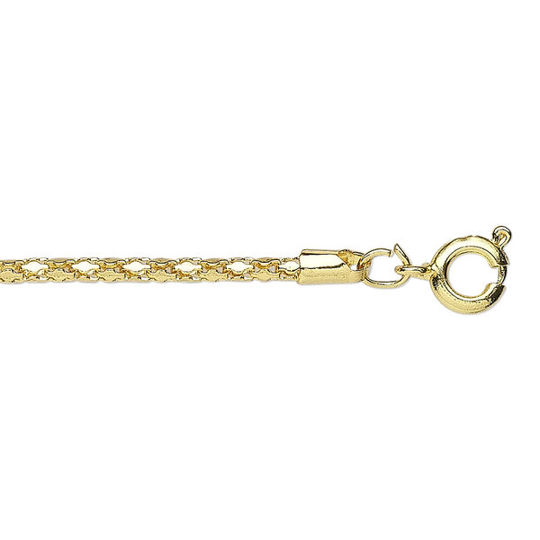 Chain, gold-plated steel, 1.9mm rounded diamond, 18 inches with springring clasp. Sold per pkg of 10. image number 0
