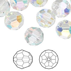 Bead 24pk crystal AB, Crystal Passions® 12mm round 5000