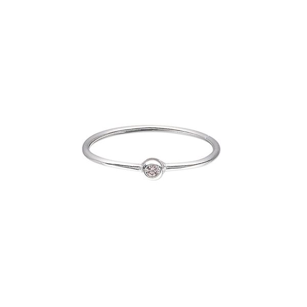 Ring, Create Compliments®, cubic zirconia and sterling silver, pink, 3mm wide, size 7. Sold individually. image number 0