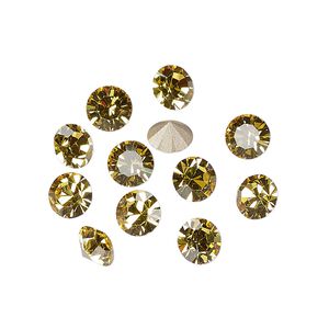 Chaton 144pk light topaz foil back, Preciosa MAXIMA Czech crystal rhinestone 6.14-6.32mm 15-cut faceted round SS29