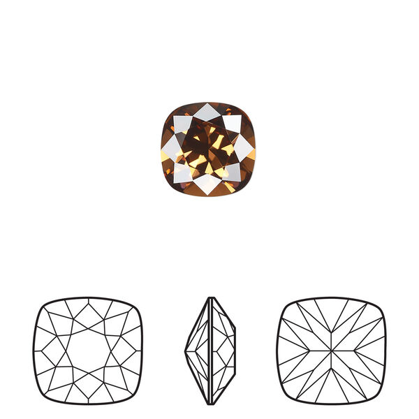 Fancy stone 1pkg144 smoked topaz foil back, Swarovski® ReCreated™, 10mm square cushion 4470 image number 0