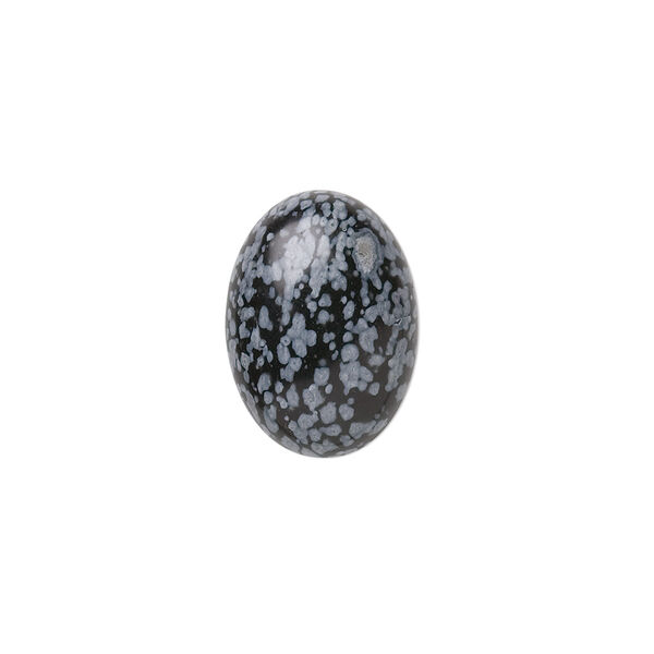 Cabochon, snowflake obsidian (natural), 18x13mm calibrated oval, B grade, Mohs hardness 5 to 5-1/2. Sold per pkg of 4. image number 0