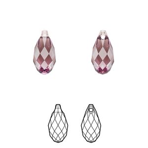 Briolette 24pk iris, Crystal Passions® 13x6.5mm pendant drop 6010