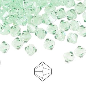 Bead 144pk chrysolite, Preciosa Czech crystal 6mm bicone
