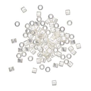 Crimp, silver-plated brass, 2.5mm corrugated round. Sold per pkg of 500.