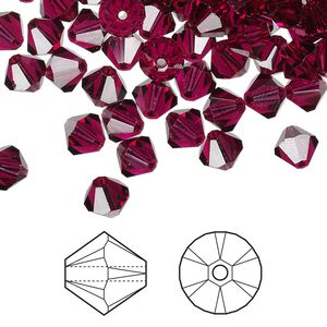 Bead 360pk ruby, Swarovski® 6mm XILION bicone 5328