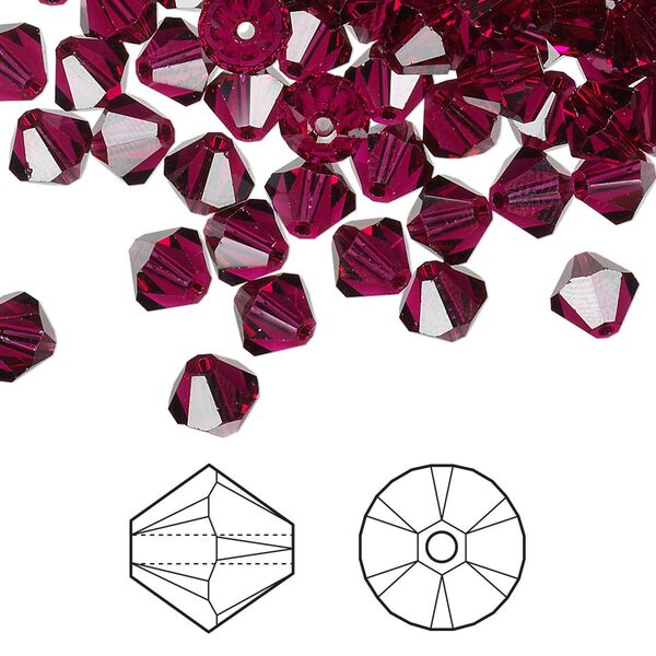 Bead 360pk ruby, Swarovski® 6mm XILION bicone 5328 image number 0