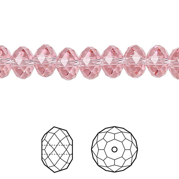 Bead 144pk light rose, Crystal Passions® 8x6mm rondelle 5040 image number 0