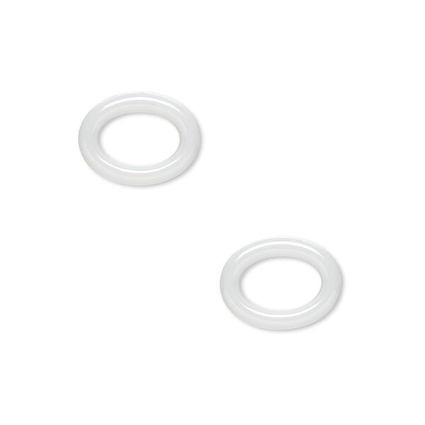 Component, zirconia ceramic, white, 13x10mm open oval with 8x5mm center hole. Sold per pkg of 2. image number 0