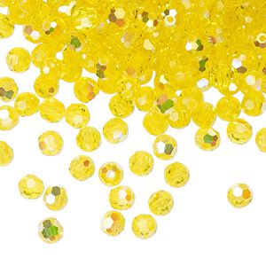 Bead 720pk citrine AB, Preciosa Czech crystal 4mm round