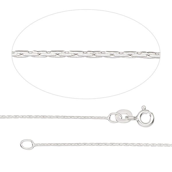 Chain, Gossamer™, sterling silver, 0.7mm round cable, 16 inches with springring clasp. Sold individually. image number 0