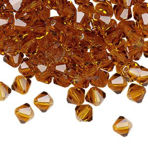 Bead 144pk topaz, Preciosa Czech crystal 6mm bicone