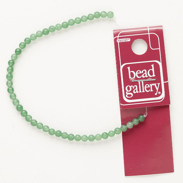 Green aventurine 1pkg1, round bead natural B grade, 6 inch 3-4mm image number 0