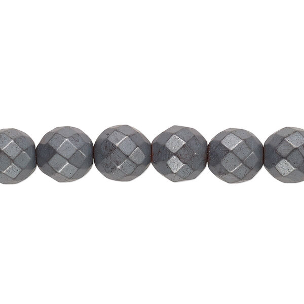 Bead, Hemalyke™, matte grey, 8mm faceted round. Sold per 15-1/2" to 16" strand. image number 0