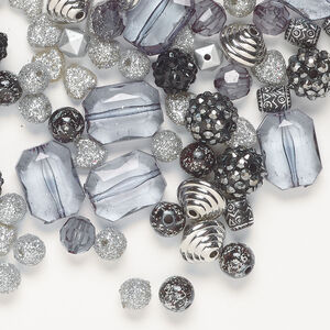 Bead mix, 1pkg96, acrylic, mixed colors, 8mm-24x15mm mixed shapes.