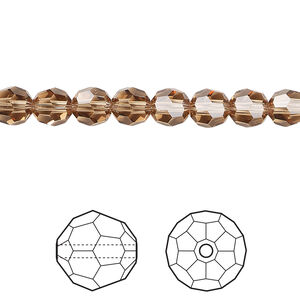 Bead 1pkg144 light smoked topaz, Crystal Passions® Regenerated 6mm round 5000