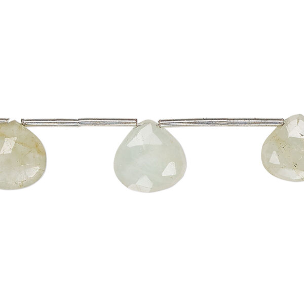 Aquamarine 1pkg10, hand-cut top-drilled faceted puffed teardrop bead 10x9mm-12x10mm image number 0