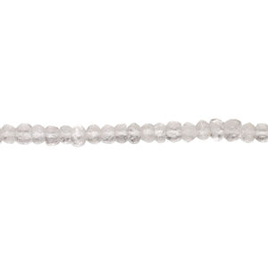 Quartz crystal 1pkg1, hand-cut faceted rondelle bead natural, 13 inch 3x2mm-4x3mm