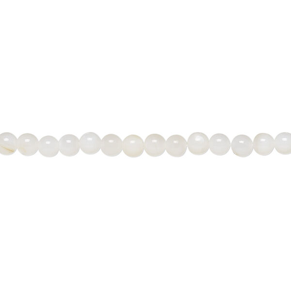 Bead, freshwater pearl shell (bleached), white, 3mm round, Mohs hardness 3-1/2. Sold per 15-1/2" to 16" strand. image number 0