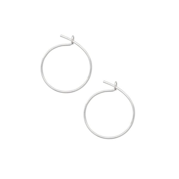 Hoop, silver-plated brass, 12mm round, 23 gauge. Sold per pkg of 50 pairs. image number 0