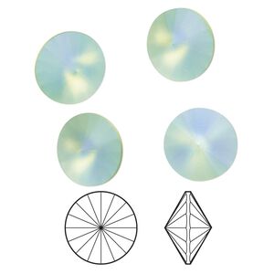 Chaton 4pk peridot frost foil back, Crystal Passions® 12mm rivoli 1122