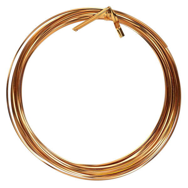 Wire, anodized aluminum, pkg/45 feet, 1mm square, approximately 18 gauge, orange-copper. image number 0