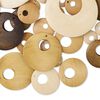 Focal and drop mix, wood (natural / dyed), light brown / medium brown / dark brown, 15-54mm round go-go. Sold per pkg of 50. image number 0