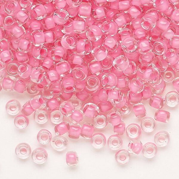 Seed bead, Dyna-Mites™, glass, translucent inside color dusty rose, #6 round. Sold per 1/2 kilogram pkg. image number 0