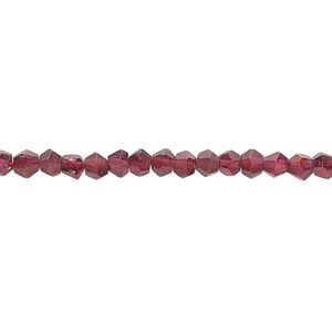 Rhodolite garnet 1pkg1, hand-cut faceted bicone bead 14 inch 3-4mm