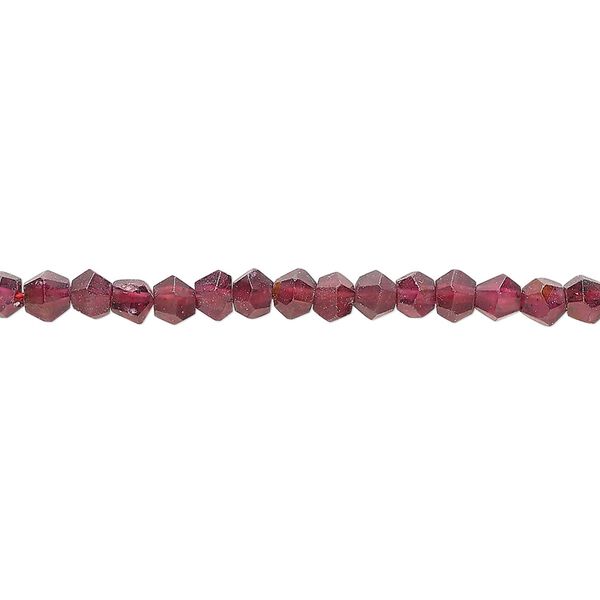 Rhodolite garnet 1pkg1, hand-cut faceted bicone bead 14 inch 3-4mm image number 0