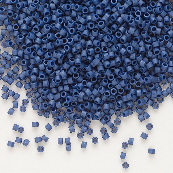 Seed bead, Delica®, glass, pkg/7.5g, #11 round, opaque matte glazed luster royal blue (DB-0377). image number 0