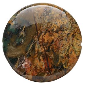 Green "opal" 1pkg1, flat round bead natural 40mm