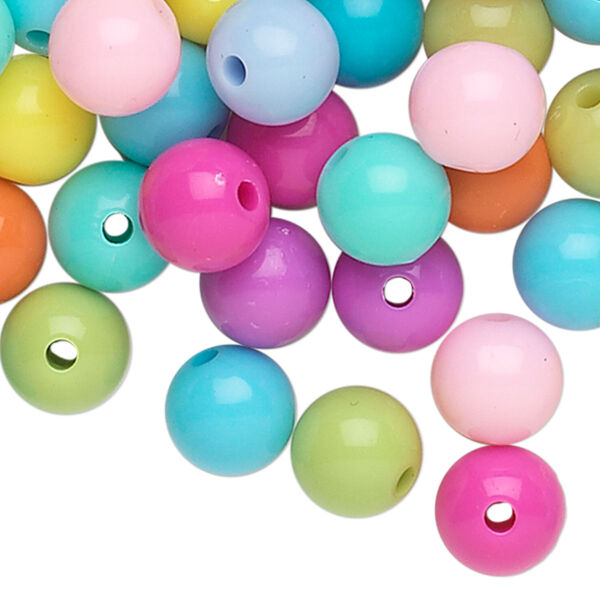 Bead, acrylic, opaque spring colors, 10mm round. Sold per pkg of 288 (2 gross). image number 0