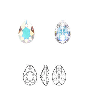 Drop 4pk crystal AB, Crystal Passions® 11.5x8mm pendant pear cut 6433