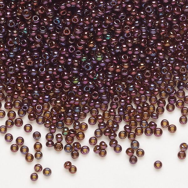 Seed bead, Preciosa Ornela Czech glass, pkg/500g, #11 rocaille, opaque bronze red iris dark topaz, (19195). image number 0