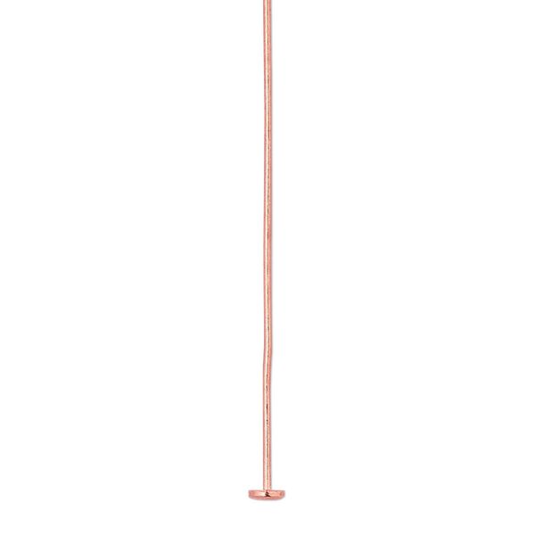 Head pin, copper, 2 inches with 3mm head, 22 gauge. Sold per pkg of 500. image number 0