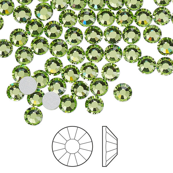 Flat back 144pk peridot foil back, Preciosa Viva 12® Czech crystal rhinestone 4.6-4.8mm chaton rose round SS20 image number 0