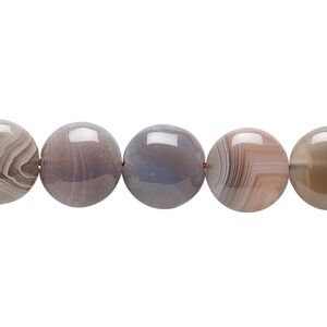 Botswana agate 1pkg1, flat round bead natural 15.5-16 inch 12mm