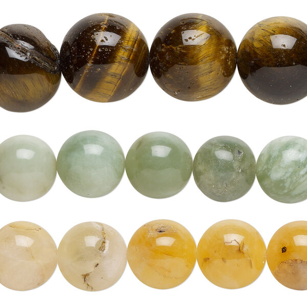 Bead, glass and multi-gemstone (natural / dyed / stabilized / heated / irradiated / man-made / imitation), mixed colors, 13-20mm round with 0.4-1.4mm hole, C grade, Mohs hardness 3 to 7. Sold per pkg of (3) 14-inch strands. image number 0