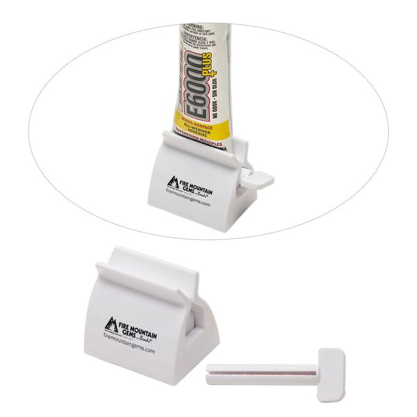 Tube squeezer, Fire Mountain Gems and Beads©, ABS plastic and rubber, white and black, 2-1/2x2 inches. Sold individually. image number 0